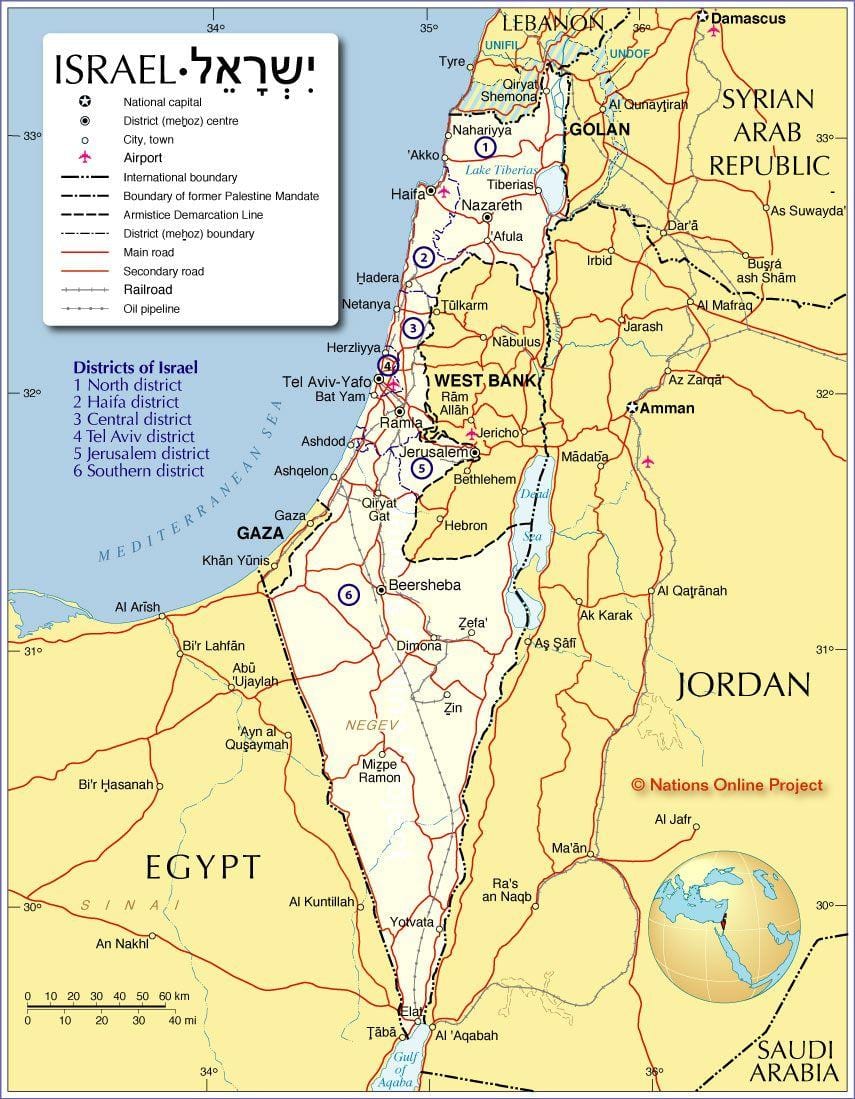 イスラエルの地図