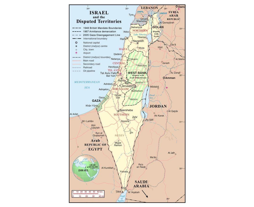 地図のイスラエル空港