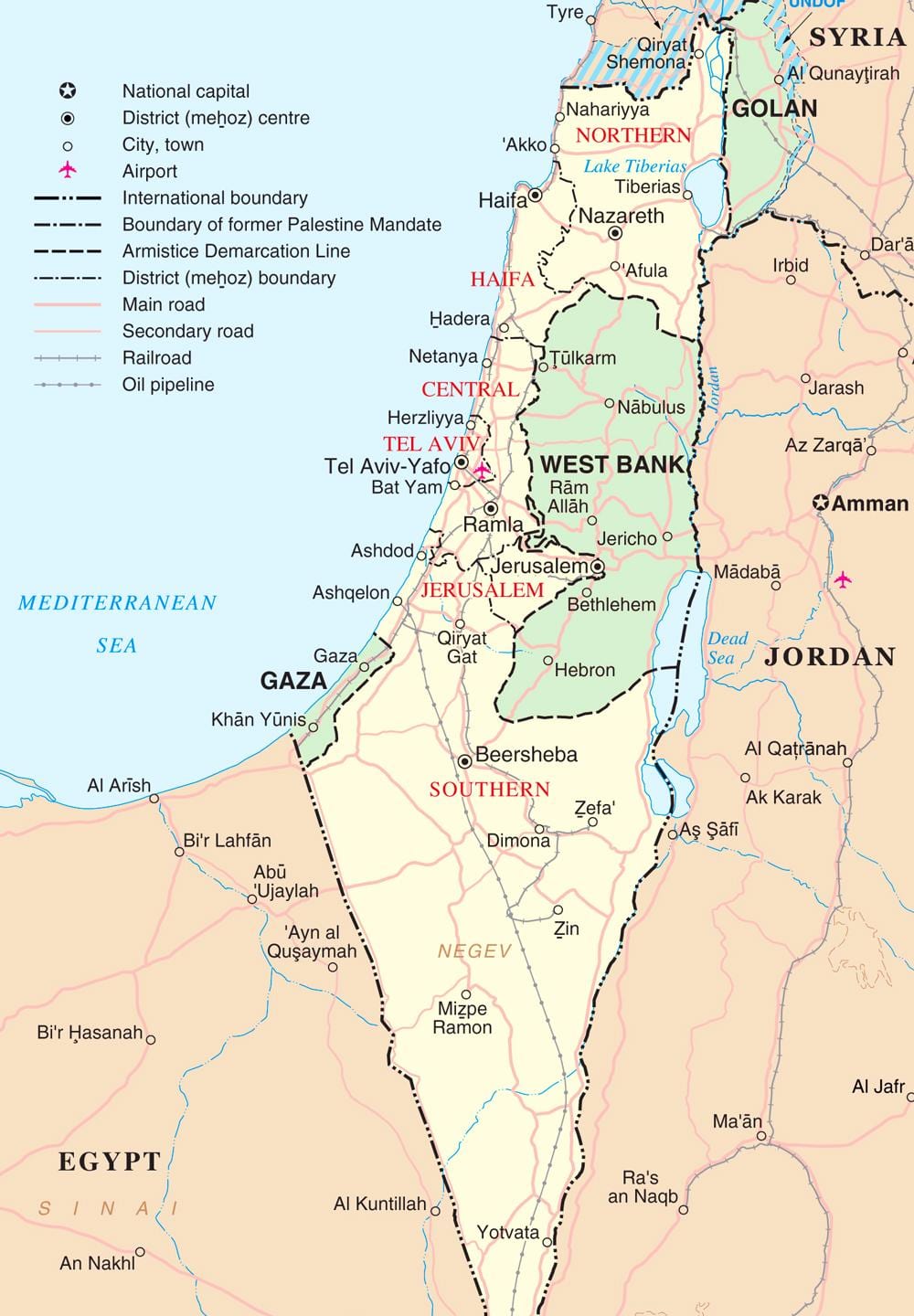 地図のイスラエル観光