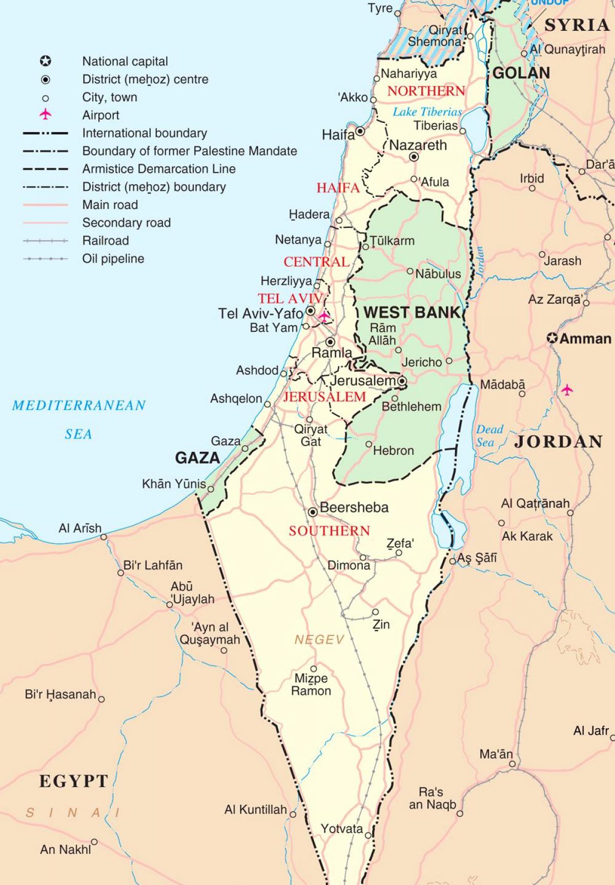 地図のイスラエル観光